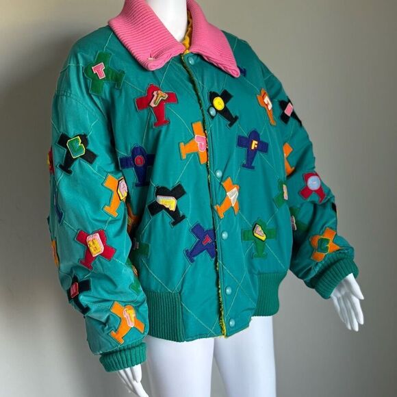 Vintage K-Factory By Nobuo Ikeda Airplane Allover Print Varsity Jacket - Picture 1 of 8